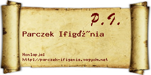 Parczek Ifigénia névjegykártya